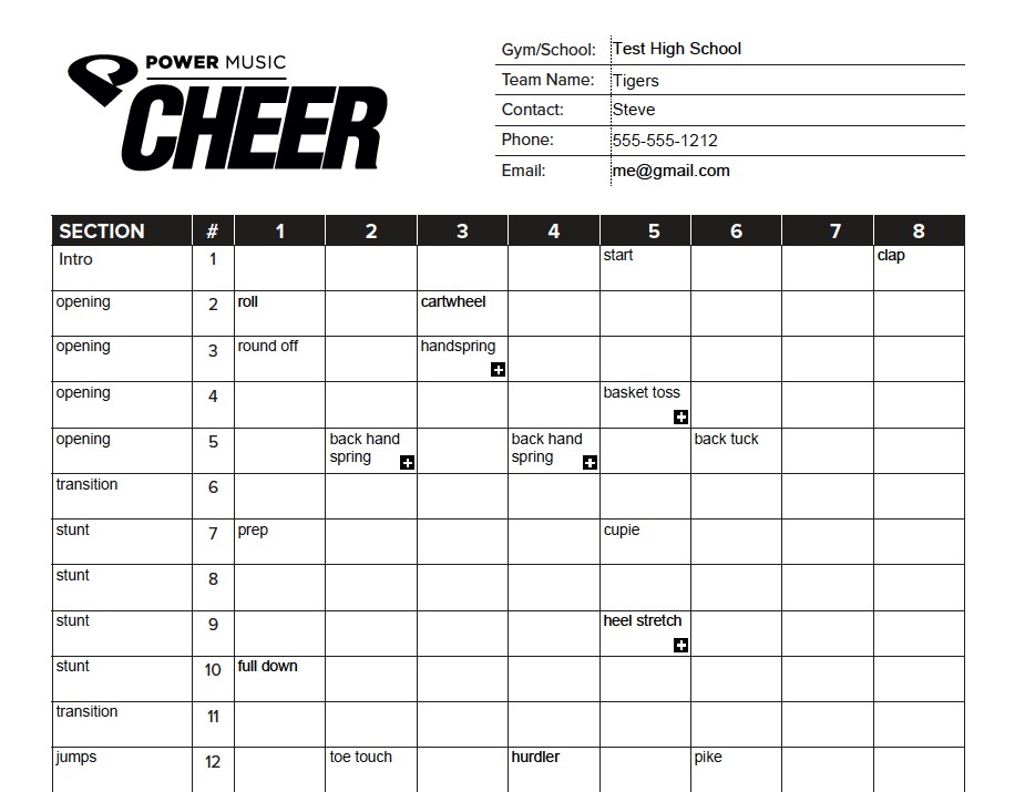 How to Fill Out 8Count Sheets for Cheerleading